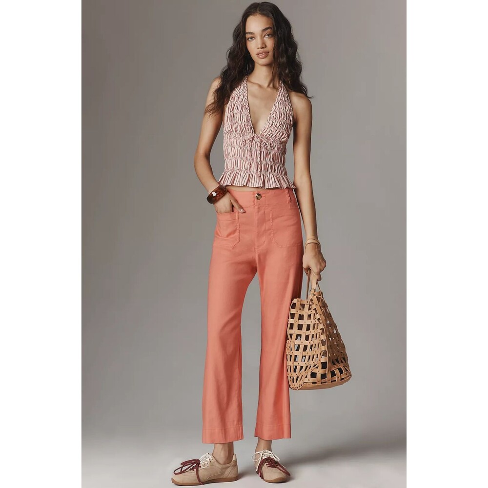 Anthropologie Maeve Colette Linen Stretch High Rise Wide Leg Pants size 29 NWT